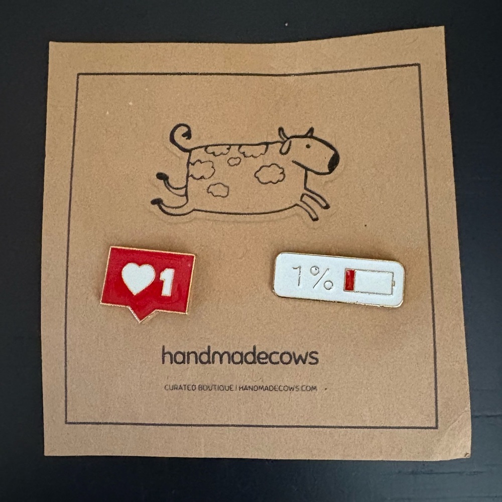 Enamel Pins:  ❤️1 and 1% Battery